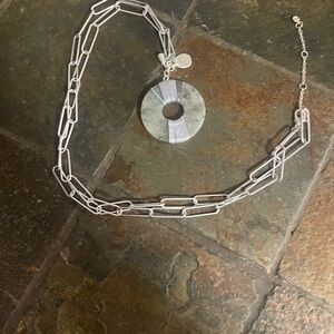 Sterling Silver Double-Link Necklace with Donut Pendant